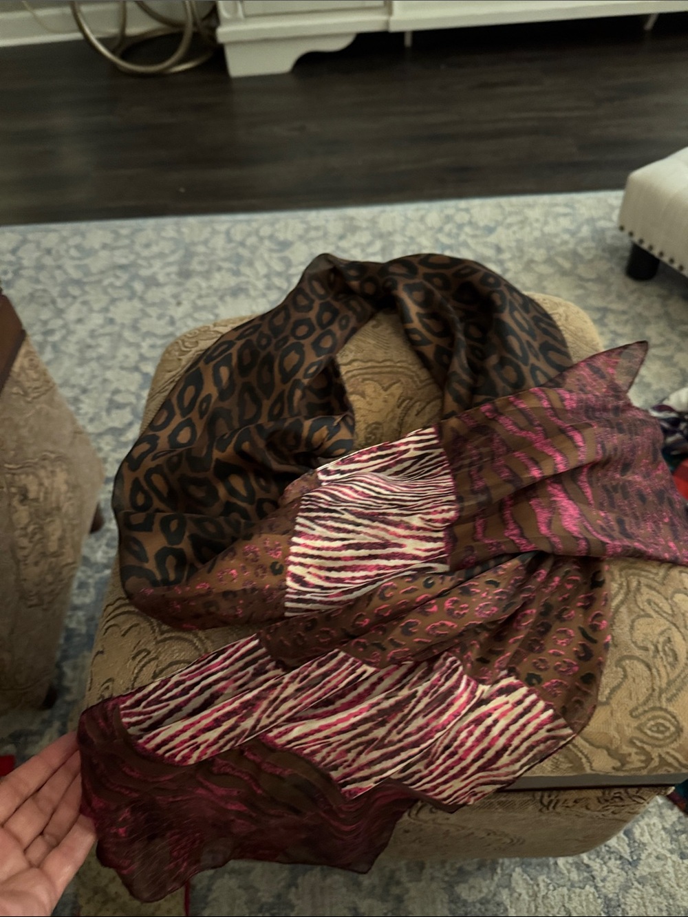 Stylish Brown and Pink Animal-Print Women's Scarf